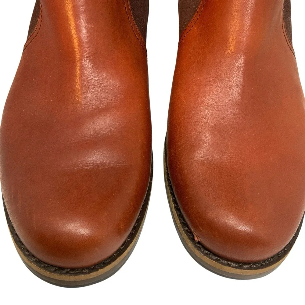 Patagonia ADDIE Rider Leather & Canvas Tall Boots Brown Size‎ 7 Equestrian Zip